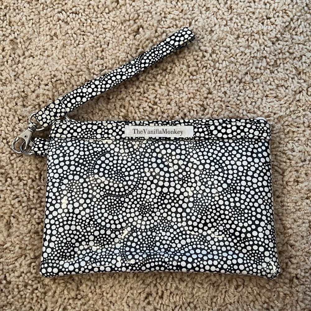 black and white wristlet